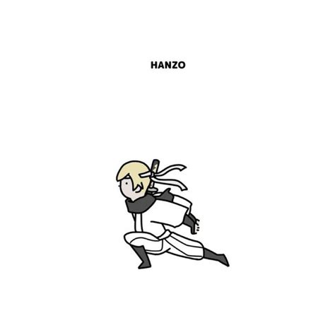 A Drawing Of A Man Running With The Words Hanzo Above Him