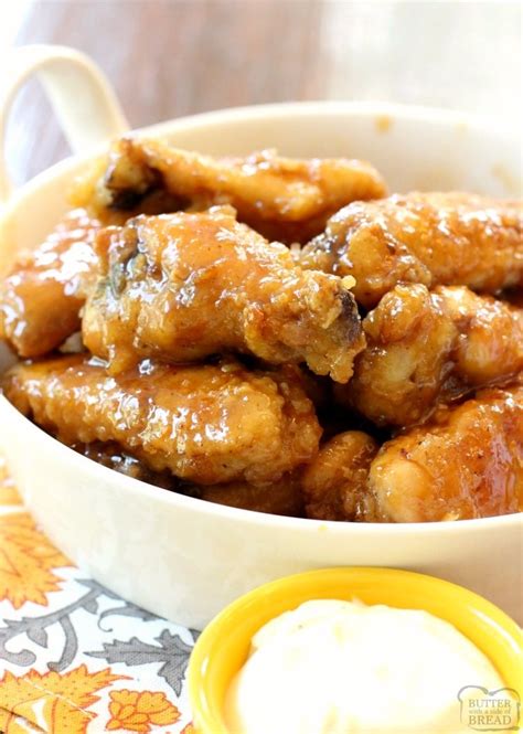 Honey Glazed Chicken Wings Butter With A Side Of Bread