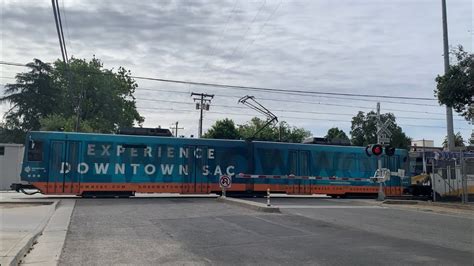 Sacrt Blue Line Light Rail Train Outbound V Street Railroad