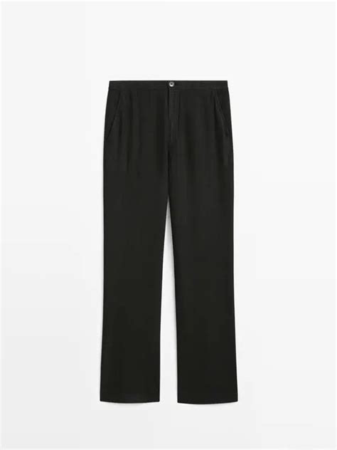 Massimo Dutti 100 Linen Kick Flare Trousers Mole Brown Editorialist