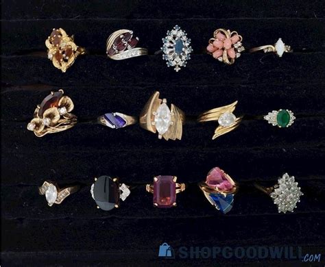 15pc Gold Plated Fashion Rings ShopGoodwill