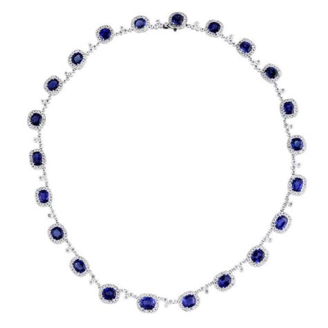 Burma No Heat Sapphire Diamond And Platinum Necklace At 1stdibs