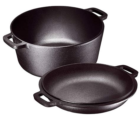 Buy Bruntmor Pre Seasoned 2 In 1 Cast Iron Pan 5 Quart Double Dutch