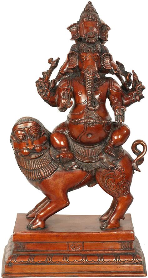 Buy Exotic India Heramba Ganesha Seated On Lion Online At Low Prices