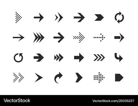 Arrow Icons Arrows Set Up Pointer Right Curve Vector Image