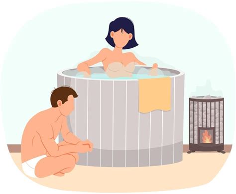 Premium Vector Naked Lady Standing In Tubs And Talking To Her