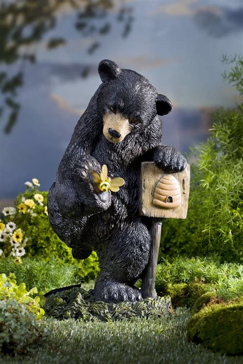 Solar Bear With Bee Garden Statue Garden Statues Animal Statues