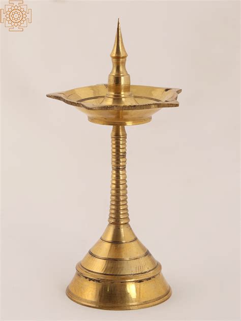 5 South Indian Oil Lamp With Five Wicks Brass Exotic India Art