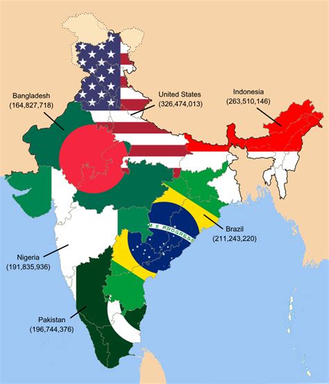 Indias Population Compared With Other Countries India World Map