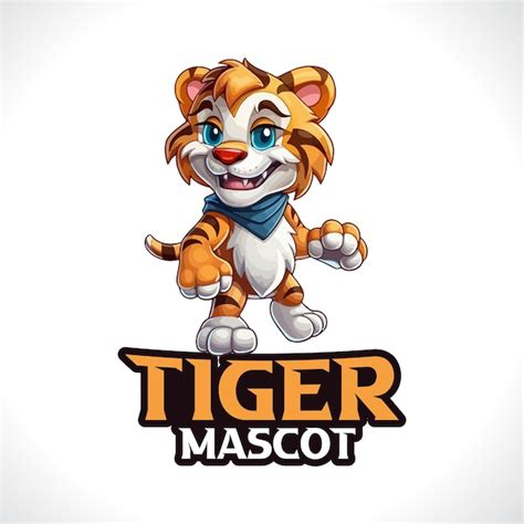 Lindo Tigre Mascota Logotipo Tigre Vector Vector Premium