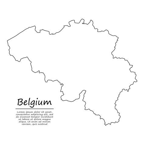 Simple Outline Map Of Belgium In Sketch Line Style Vector Art