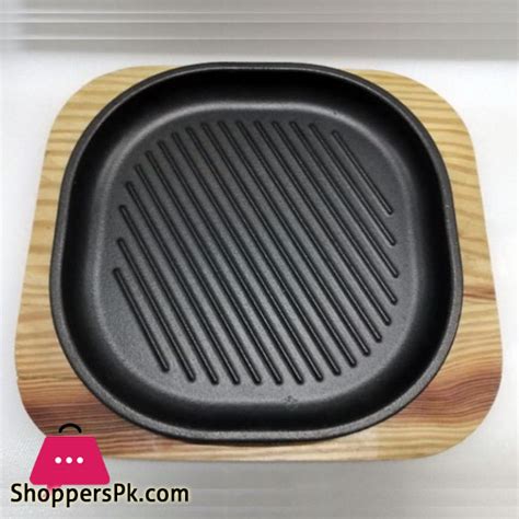 Sizzling Wave Plate Cast Iron Square Hot Plate With Wood Plate Under Liner CM In Pakistan