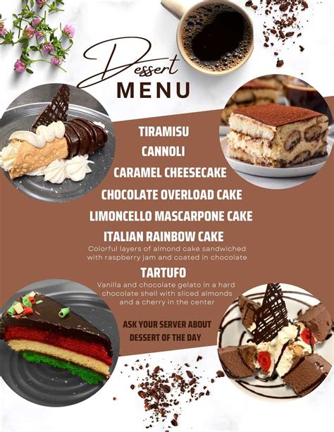 Italian Desserts Menu