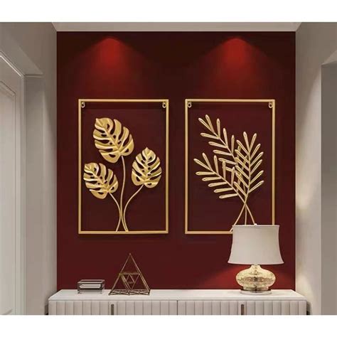 Jual Nordic Wall Decor D Hiasan Dinding Mewah Daun Besi Emas Model