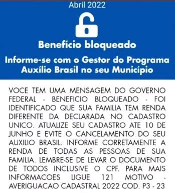 Você tem uma mensagem do Governo Federal Benefício Bloqueado Veja