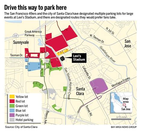 Map How To Get To Parking Lots At Levis Stadium The Mercury News