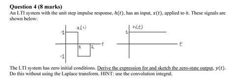 Solved Question 4 8 Marks An Lti System With The Unit Step Impulse Response H T Has An