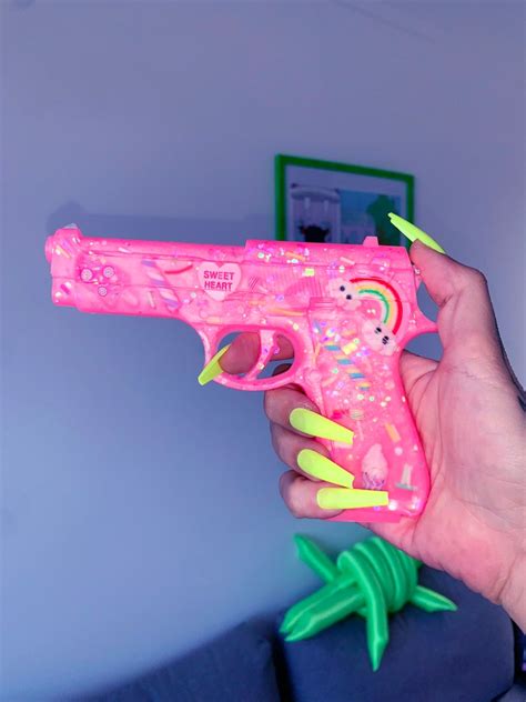 Real Size Resin Gun With Candies Y2k Pink Aesthetic Gun Etsy