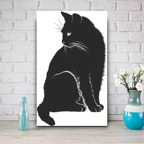 Black Cat Portrait Black Cat Poster Black Cat Wall Art Etsy