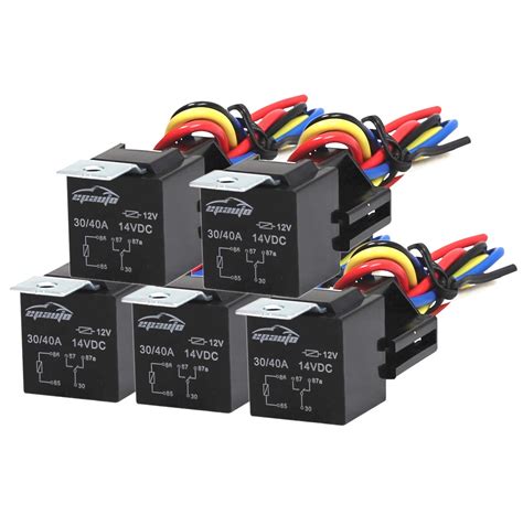 Buy 5 Pack EPAuto 30 40 Relay Harness Spdt 12V 5 PIN SPDT Bosch