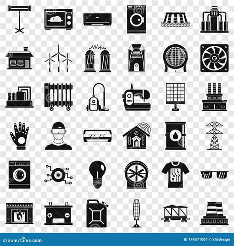 Electrical Engineering Icons Set Simple Style Stock Vector