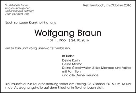 Traueranzeigen Von Wolfgang Braun Zeit Des Gedenkens De