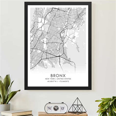 Bronx New York Map Poster Modern Home Decor Wall Art Print Custom Maps And Posters