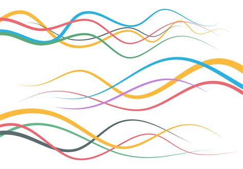 Set Of Abstract Color Curved Lines Wave Design Element Vector