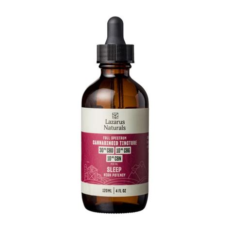 Lazarus Naturals Sleep High Potency Cannabinoid Oil Tincture Full Spectrum 4fl Oz 1200mg Cbg