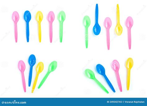 Multicolor Plastic Spoons On White Background Stock Image Image Of