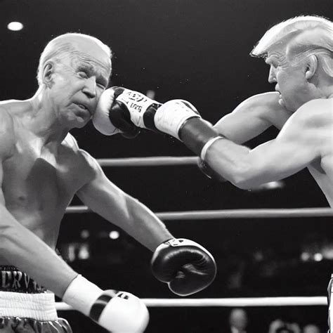 Boxing Match Of Joe Biden And Donald Trump B W Stable Diffusion