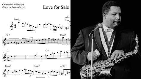 Cannonball Adderley S Alto Sax Solo Transcription On Love For Sale