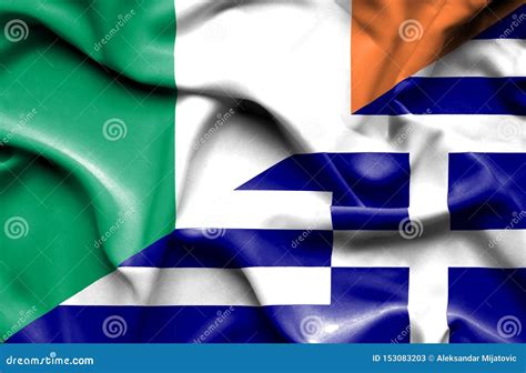 Bandera Que Agita De Grecia Y De Irlanda Stock de ilustración