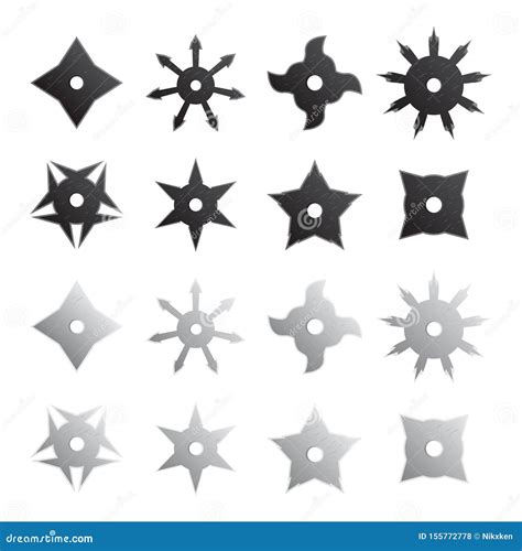 Ninja Stars Or Shuriken Set Vector Stock Vector Illustration Of