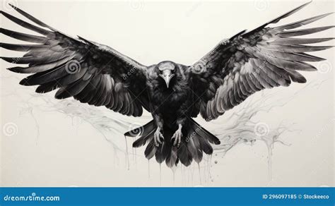 Hyperrealistic Drawing of a Crow: Detailed and Symmetrical Ink Painting ...