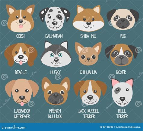 Vector Set With Cute Cartoon Dog Puppies | CartoonDealer.com #83106300