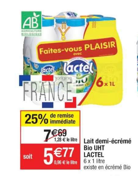 Promo Lait Demi Cr M Bio Uht Lactel De Remise Imm Diate Chez Cora