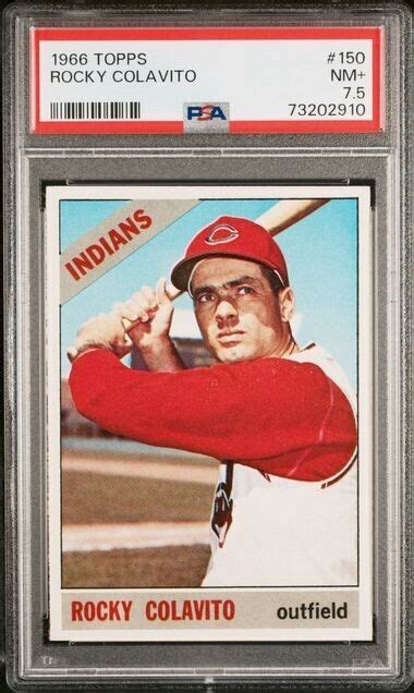 1966 Topps Rocky Colavito 150 Cleveland Indians Graded PSA 7 5 NM POP