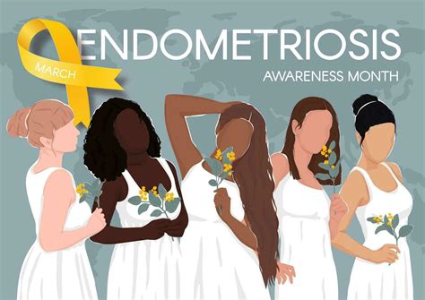 Endometriosis Awareness Month Horizontal Poster Yellow Ribbon Space