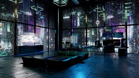 Cyberpunk Loft Scene D Blend File Textured Fbx Obj Mtl Files D Model