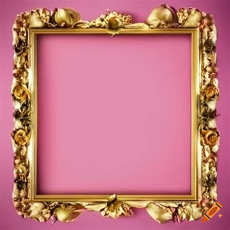 Elegant Golden Frame With Roses On A Pink Background On Craiyon