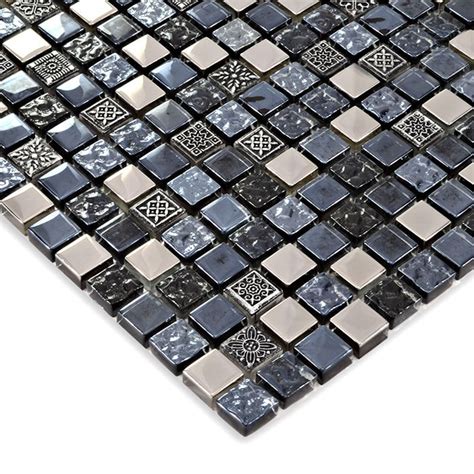 Black Glass Mosaic Tiles Srattd