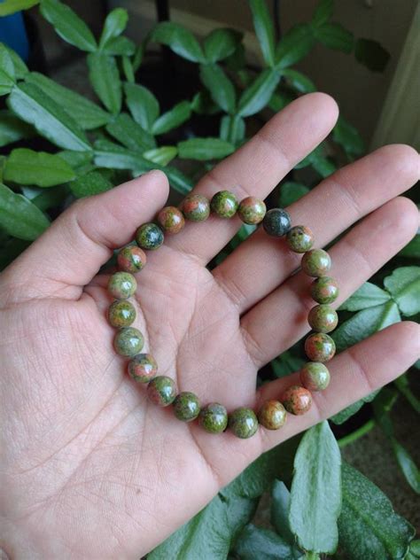 Unakite Bracelet 8 Mm Bead Gemstone Bracelet Jewelry Etsy