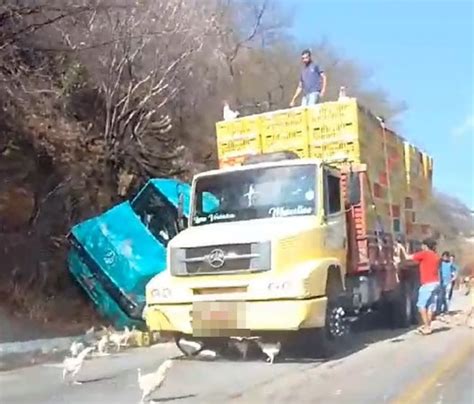 Caminhão galinhas vivas tomba na Serra do Teixeira e aves se