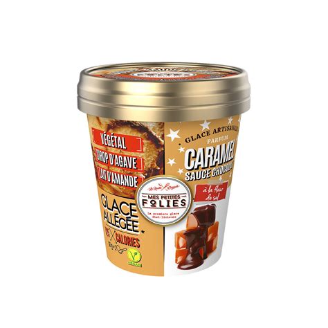 Glace végétale caramel et sauce chocolat MES PETITES FOLIES le pot de