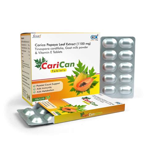 Carica Papaya Leaf Extract 1100 mg Tablets | Dengue Fever Treatment ...