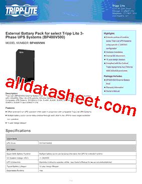 Bp V Datasheet Pdf Tripp Lite All Rights Reserved