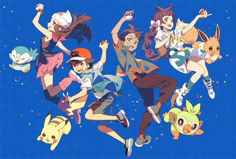 Pikachu Dawn Ash Ketchum Eevee Piplup And 3 More Pokemon And 2