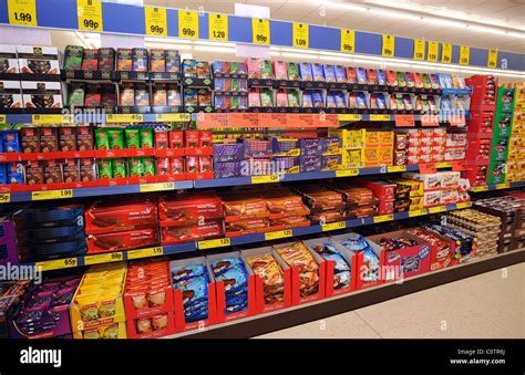 Lidl Discount Supermarket In Newhaven Shelves Full Of Chocolate Bars