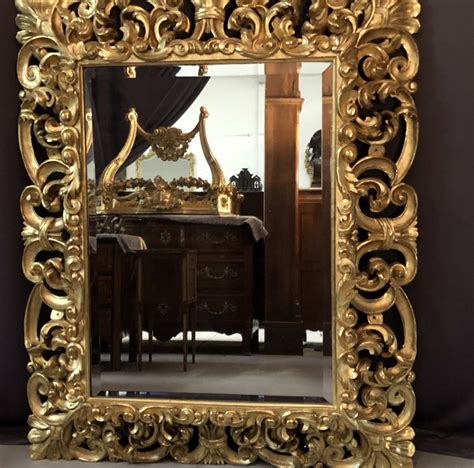 Miroir En Bois Sculpt Et Dor La Feuille Italie Xviii Me Au